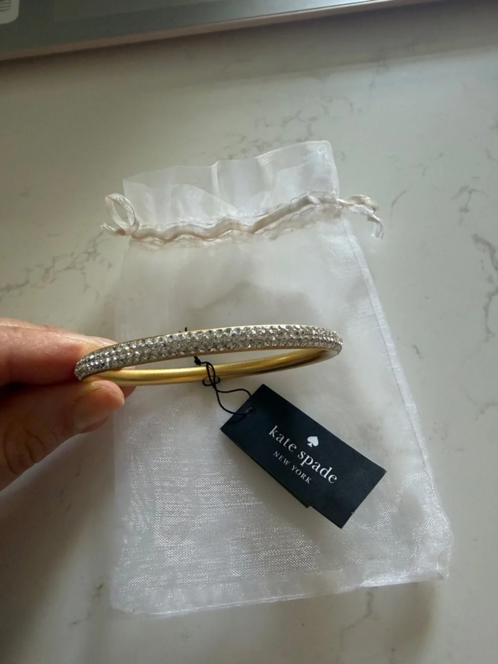 kate spade gold-tone crystal bangle bracelet - Picture 3 of 5